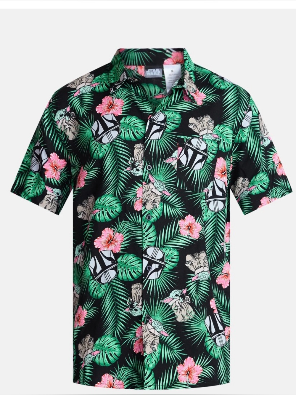 Star Wars Mandalorian Grogu Men’s 3XL Tropical Hawaiian Button Down Shirt NWT